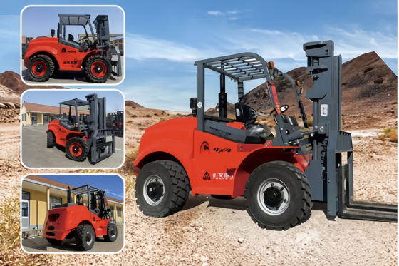 5.0T Integrated Rough Terrain Forklift Dibangun-in Counterweight